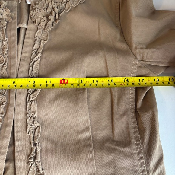 J Crew Womens Sz 6 Classic Twill Chino Blazer Beige Tan Ruffle Pocket Cotton - Picture 7 of 7